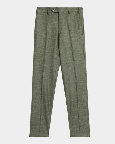 Zanella Men & Apos;s Parker Silk And Wool Tapered Trousers In Green