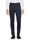 Zanella Parker Classic Wool Sharkskin Dress Pants In Navy