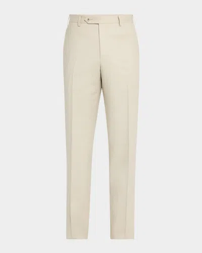 Zanella Men's Devon Wool And Silk Flat-front Pants