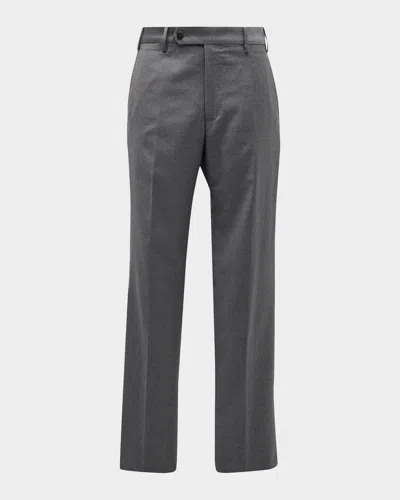 Zanella Men's Devon Wool Serge Trousers In Gray