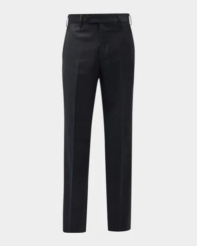 Zanella Men's Devon Wool Serge Trousers In Black