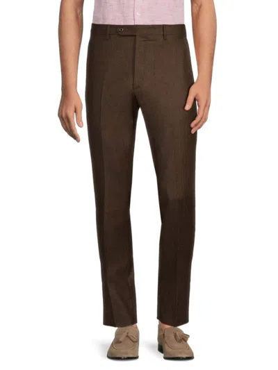 Zanella Men's Noah Wool Flat Front Pants In Brown