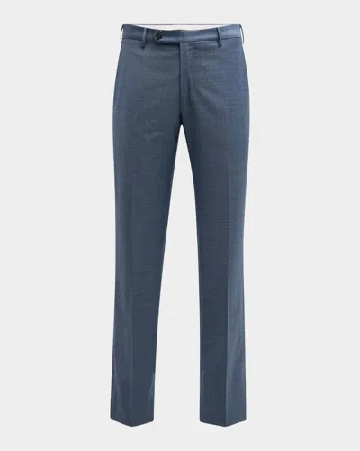 Zanella Men's Parker Classic Flat-front Trousers In Blue