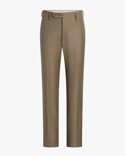 Zanella Men's Parker Flat Front Sharkskin Wool Trouser In Light Beige In Green