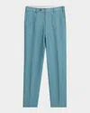 Zanella Men's Parker Linen Flat-front Pants In Blue