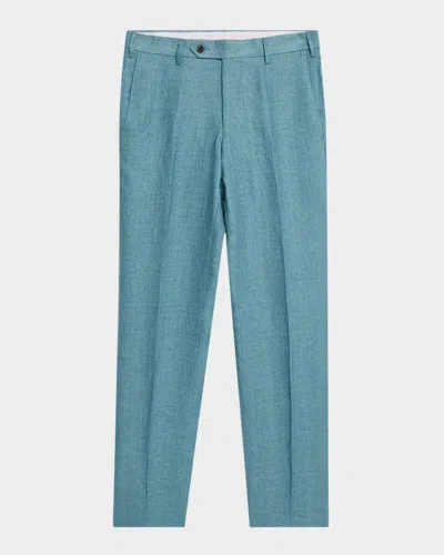 Zanella Men's Parker Linen Flat-front Pants
