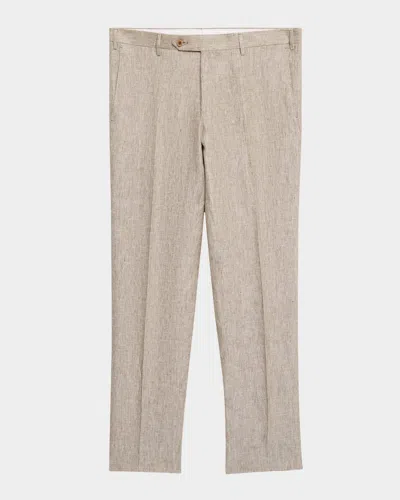 Zanella Men's Parker Linen Flat-front Pants