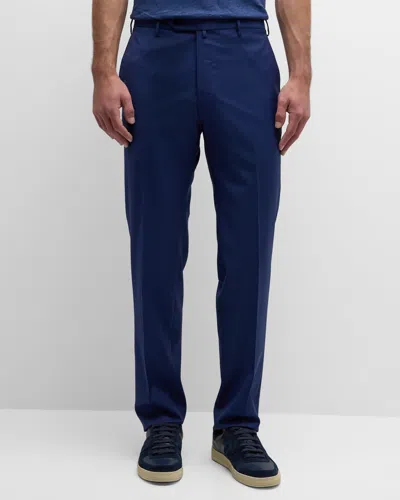 Zanella Men's Parker Platinum Super 130s Trousers In Med Blue 0