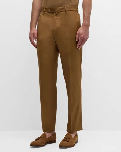 Zanella Men's Parker Platinum Super 130s Trousers In Brown