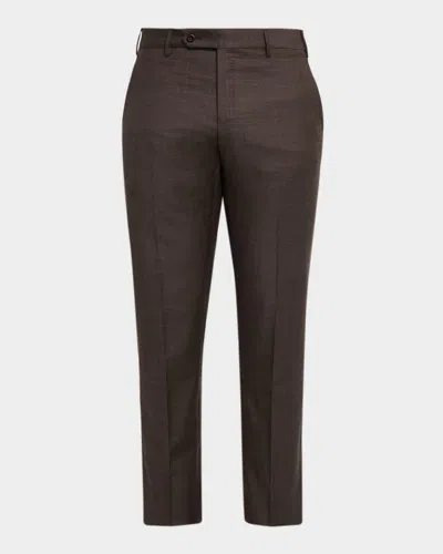 Zanella Men's Parker Sharkskin Trousers In Animal Print