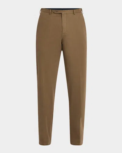 Zanella Men's Parker Stretch Twill Trousers In Tobacco