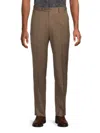 Zanella Men's Pattern Pleated Front Wool Dress Pants In Dark Beige