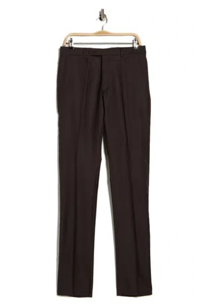 Zanella Noah Classic Serge Wool Straight Leg Pants In Brown