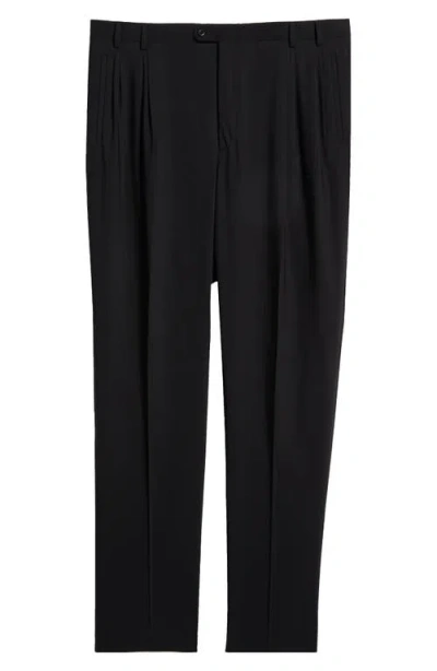 Zanella Parker Classic Wool Sharkskin Dress Pants In Black 1