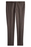 Zanella Parker Classic Wool Sharkskin Dress Pants In Brown