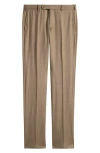 Zanella Parker Classic Wool Sharkskin Dress Pants In Brown