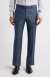 Zanella Parker Classic Wool Sharkskin Dress Pants In Dark Blue