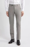 Zanella Parker Classic Wool Sharkskin Dress Pants In Light Grey