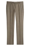 Zanella Parker Classic Wool Sharkskin Dress Pants In Medium Brown