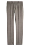 Zanella Parker Classic Wool Sharkskin Dress Pants In Tobacco