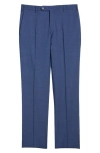 Zanella Parker Flat Front Box Check Stretch Wool Pants In Blue
