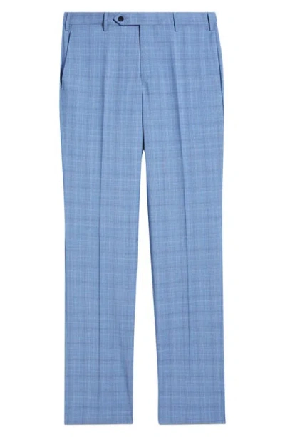 Zanella Parker Flat Front Plaid Wool Dress Pants In Animal Print