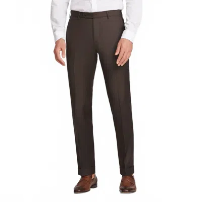Zanella Parker Flat Front Sharkskin Wool Trouser In Brown