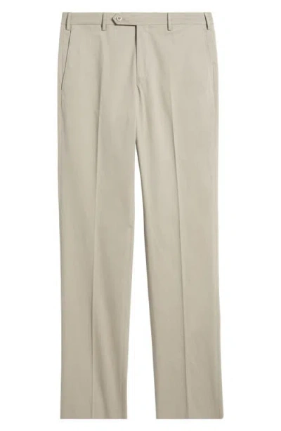 Zanella Parker Flat Front Stretch Cotton Pants In Stone
