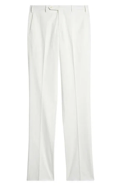 Zanella Parker Flat Front Stretch Cotton Pants In White