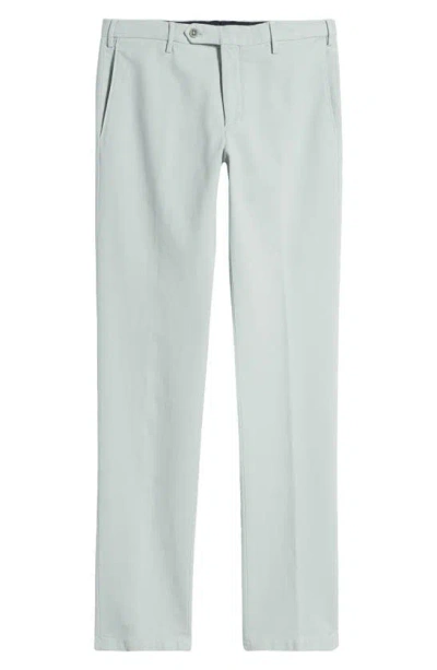 Zanella Parker Flat Front Stretch Trousers In Light Pastel Green