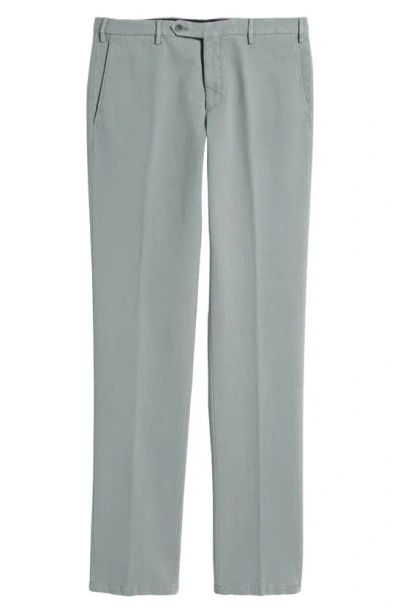 Zanella Parker Flat Front Stretch Trousers In Medium Grey
