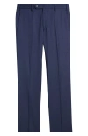 Zanella Parker Flat Front Stretch Wool Flannel Trousers In Blue