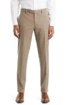 Zanella Parker Flat Front Stretch Wool Flannel Trousers In Brown