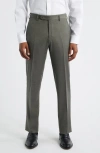 Zanella Parker Flat Front Stretch Wool Flannel Trousers In Gray