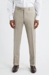 Zanella Parker Flat Front Stretch Wool Flannel Trousers In Neutral