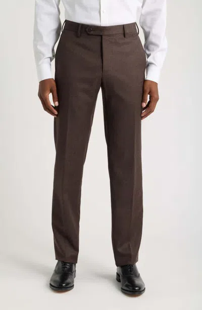 Zanella Parker Flat Front Stretch Wool Flannel Trousers (nordstrom Exclusive) In Animal Print