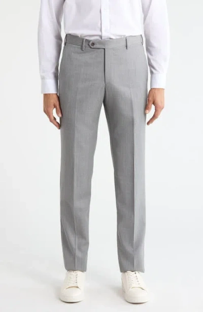 Zanella Parker Platinum Super 130's Gabardine Dress Pants In Light Grey