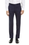 Zanella Parker Flat Front Wool Trousers In Blue