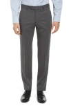 Zanella Parker Flat Front Wool Trousers In Gray