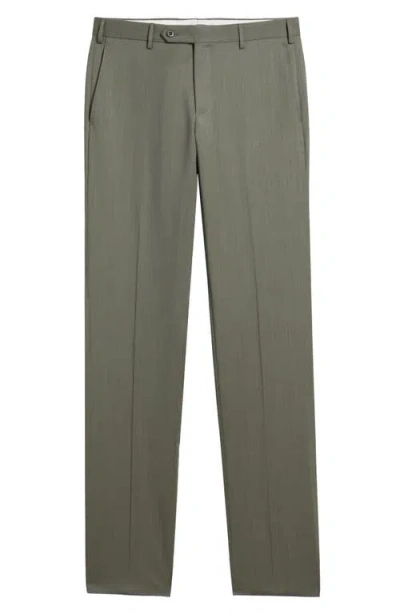 Zanella Parker Stretch Wool Trousers In Olive