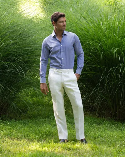 Zanella Parker Subalpino Italian Linen Trouser In Winter White In Transparent