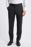 Zanella Parker Super 130's Wool Sharkskin Dress Pants In Dark Grey