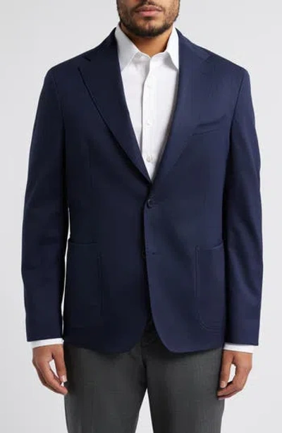 Zanella Samuel Solid Stretch Wool Sport Coat In Navy