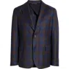 Zanella Thomas Plaid Stretch Wool Sport Coat In Navy