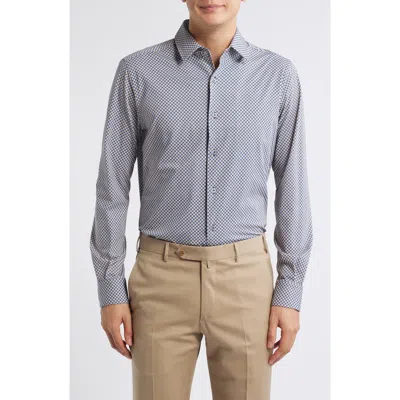 Zanella Tile Neat Knit Cotton Blend Dress Shirt In Blue Multi