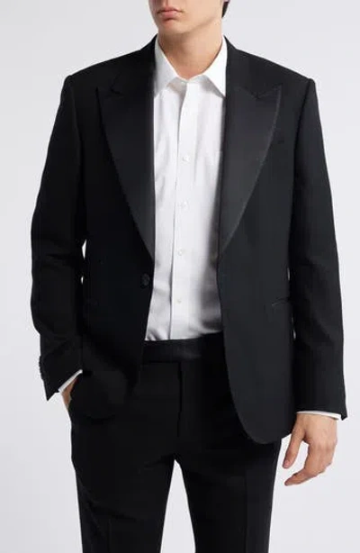Zanella Winston Peaked Lapel Black Wool Tuxedo