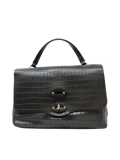 Zanellato 068090-0740000-z0001 Black Postina Cayman S Leather Handbag