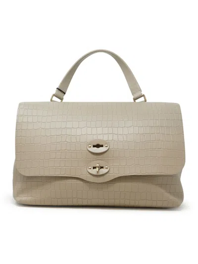Zanellato 068090-0740000-z1110 Beige Postina Cayman M Leather Handbag In Gray