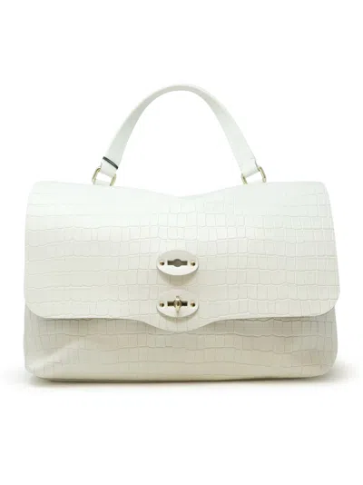 Zanellato 068090-0740000-z1160 White Lino Postina Cayman M Leather Handbag