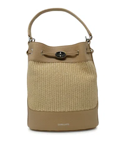 Zanellato 068980-2030000-z0297 Beige Mandorla Monda Vimini S Leather Handbag